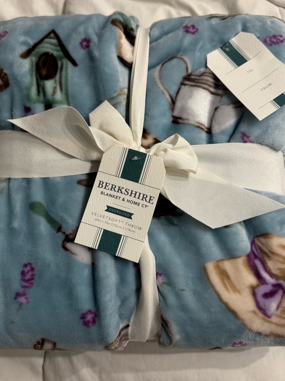 Berkshire VelvetSoft Sky Blue Printed Oversized Throw